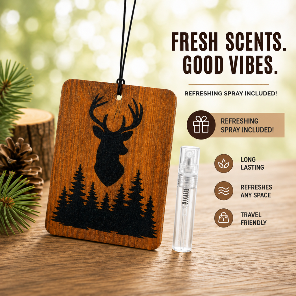 Reusable Deer Silhouette Felt Car Air Freshener and Scent Atomizer
