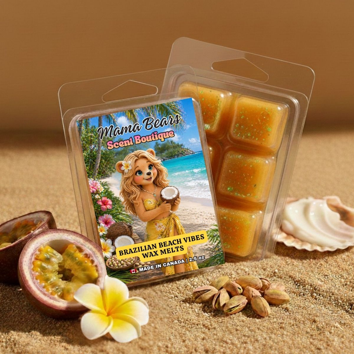 Brazilian Beach Vibes Wax Melt - Salted Caramel, Pistashio, Jasmine Scent
