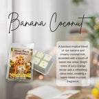 Mama Bears Scent Boutique Banana Coconut wax melts packaging with product description text.