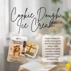 Mama Bear's Cookie Dough Ice Cream wax melts packaging with product description text.