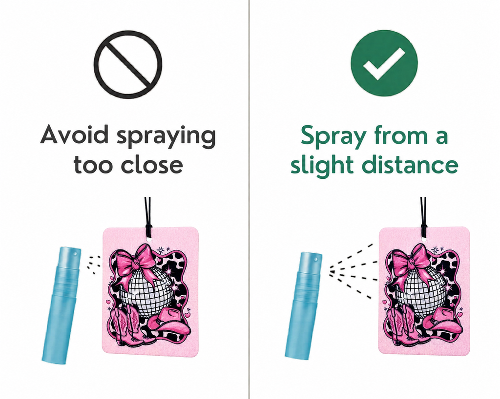 Instructions on how to use an air freshener product correctly with icons and text.