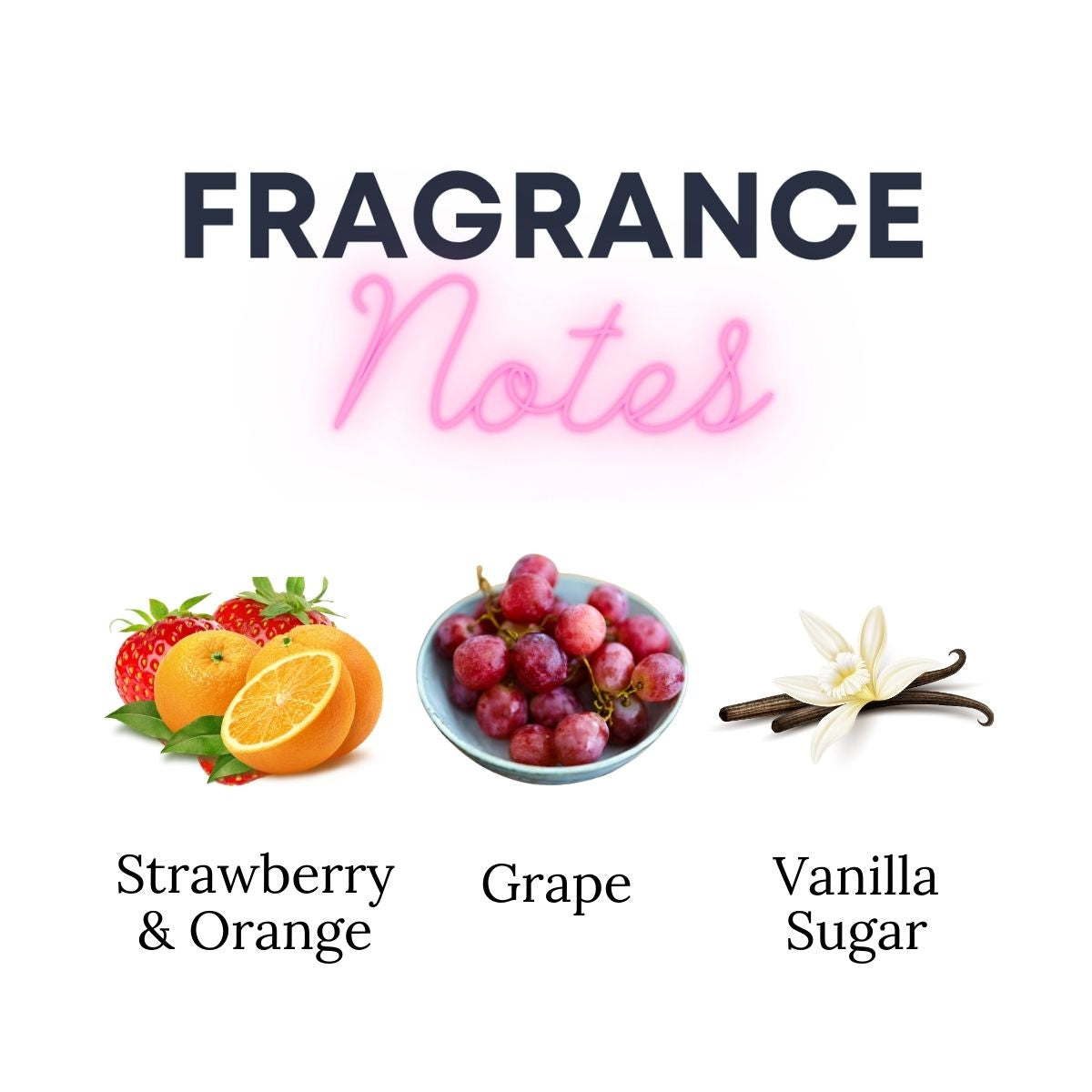 Grape Soda Pop wax melt fragrance notes: Strawberry & orange, grape, vanilla sugar
