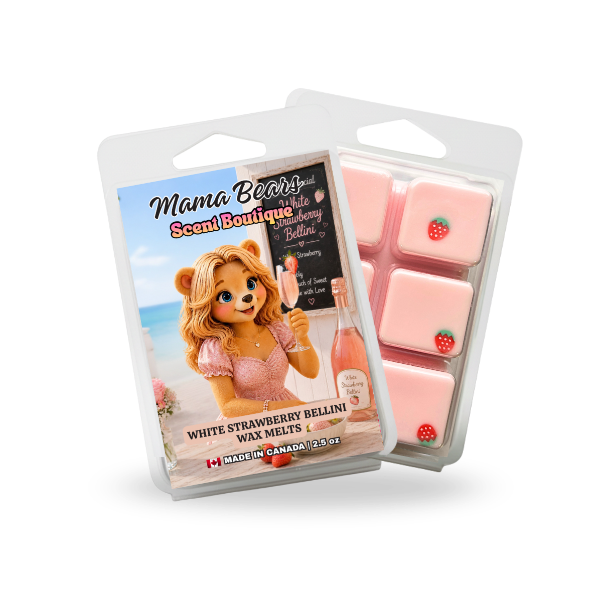 White Strawberry Bellini Wax Melts: Strawberry, Pineapple, Champagne Scent