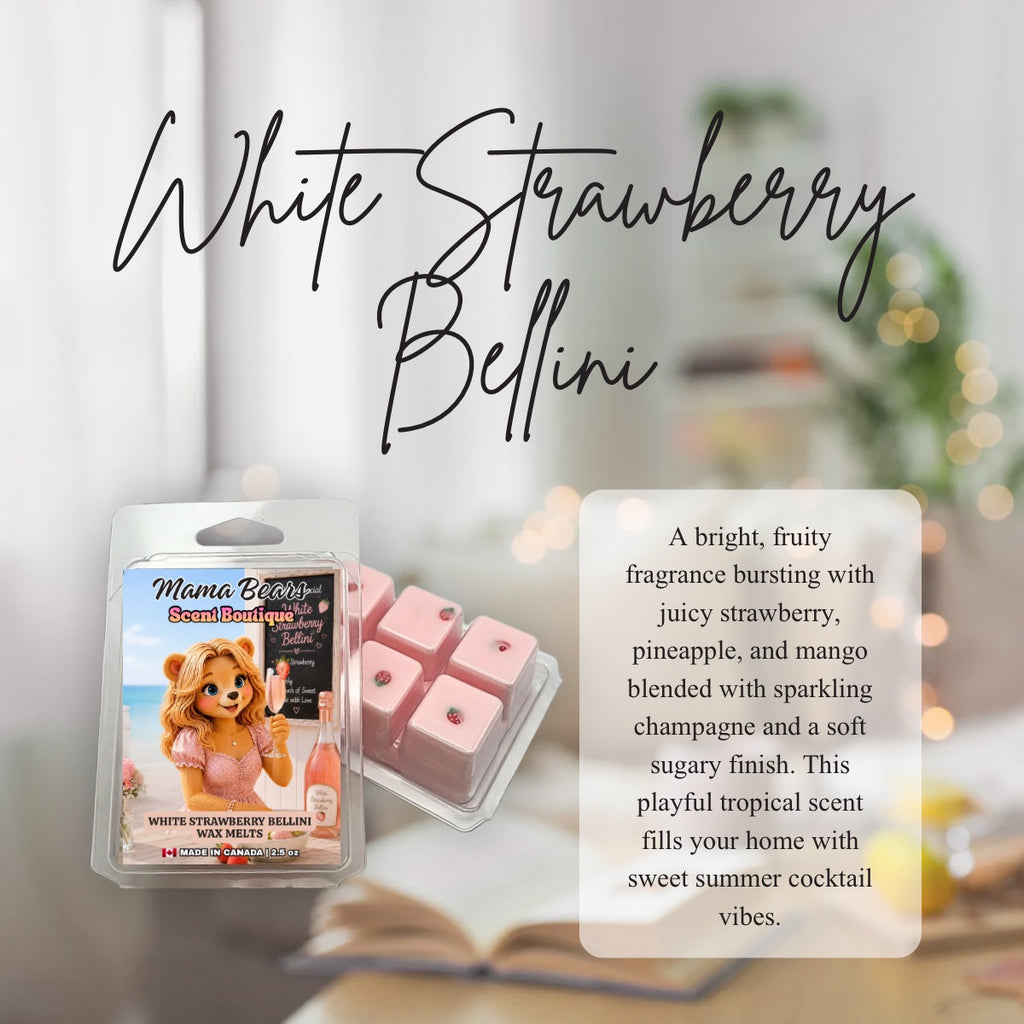 White Strawberry Bellini Wax Melts: Strawberry, Pineapple, Champagne Scent