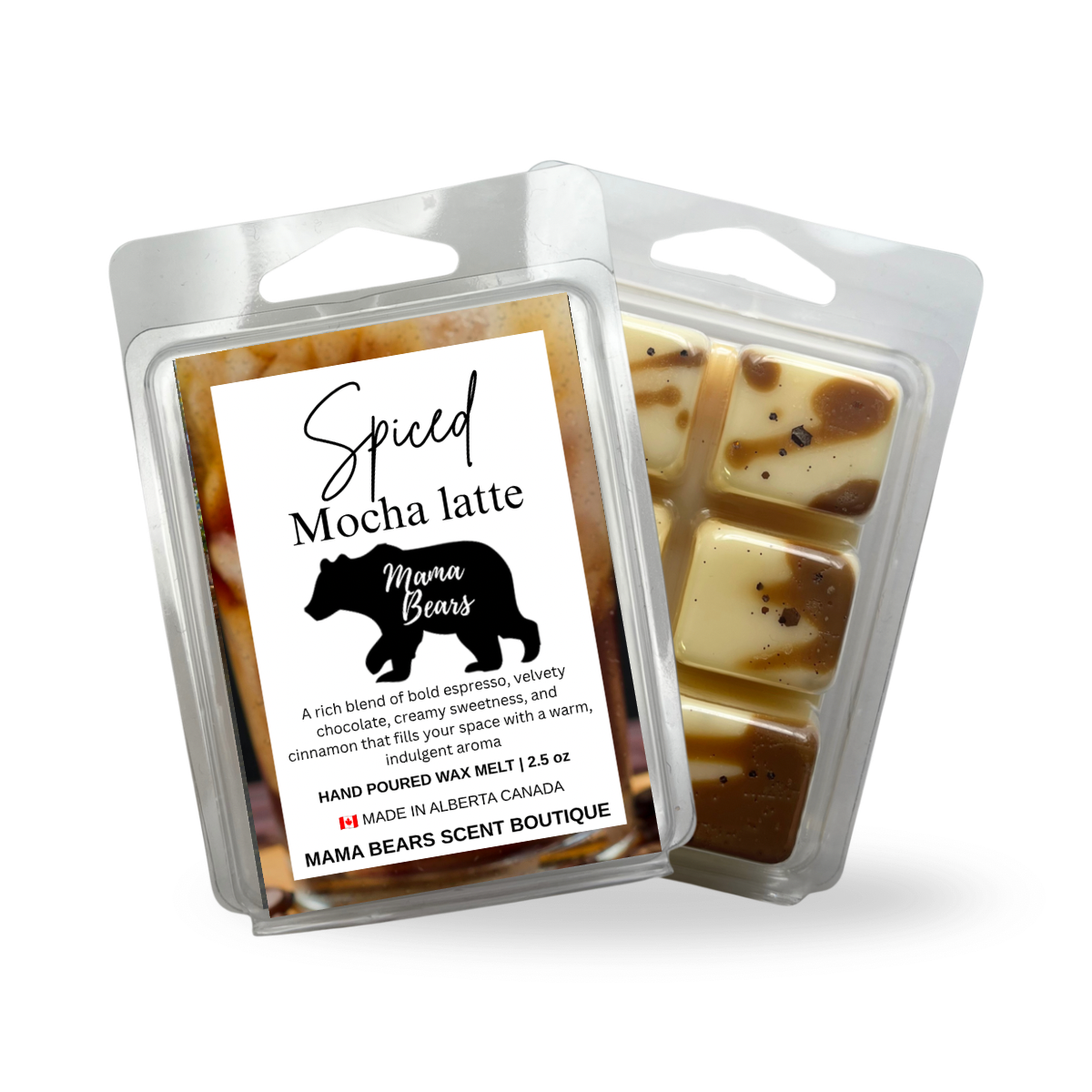 Spiced Mocha Latte Wax Melt - Dark Chocolate, Brewed Espresso, Steamed Vanilla Scent