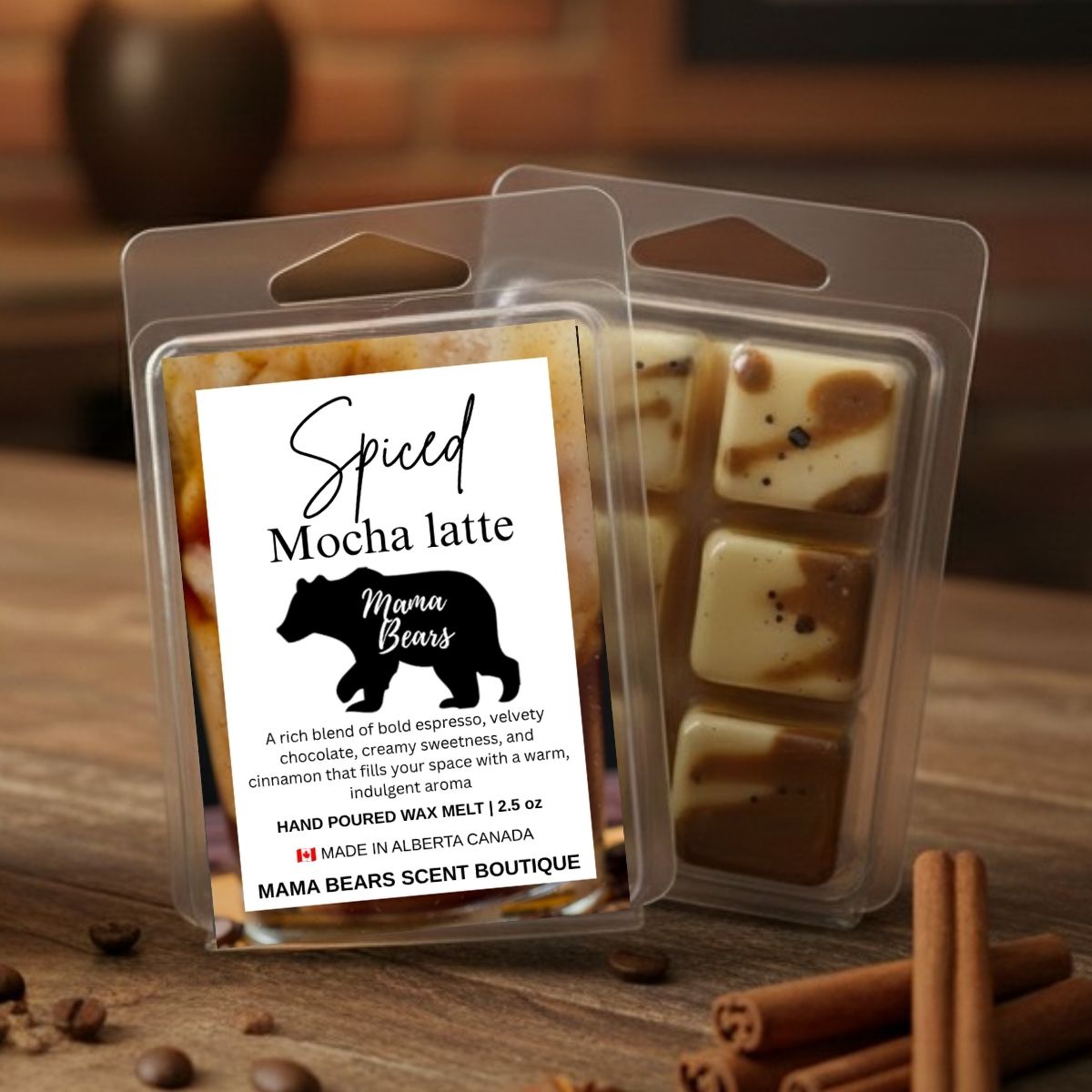 Spiced Mocha Latte Wax Melt - Dark Chocolate, Brewed Espresso, Steamed Vanilla Scent