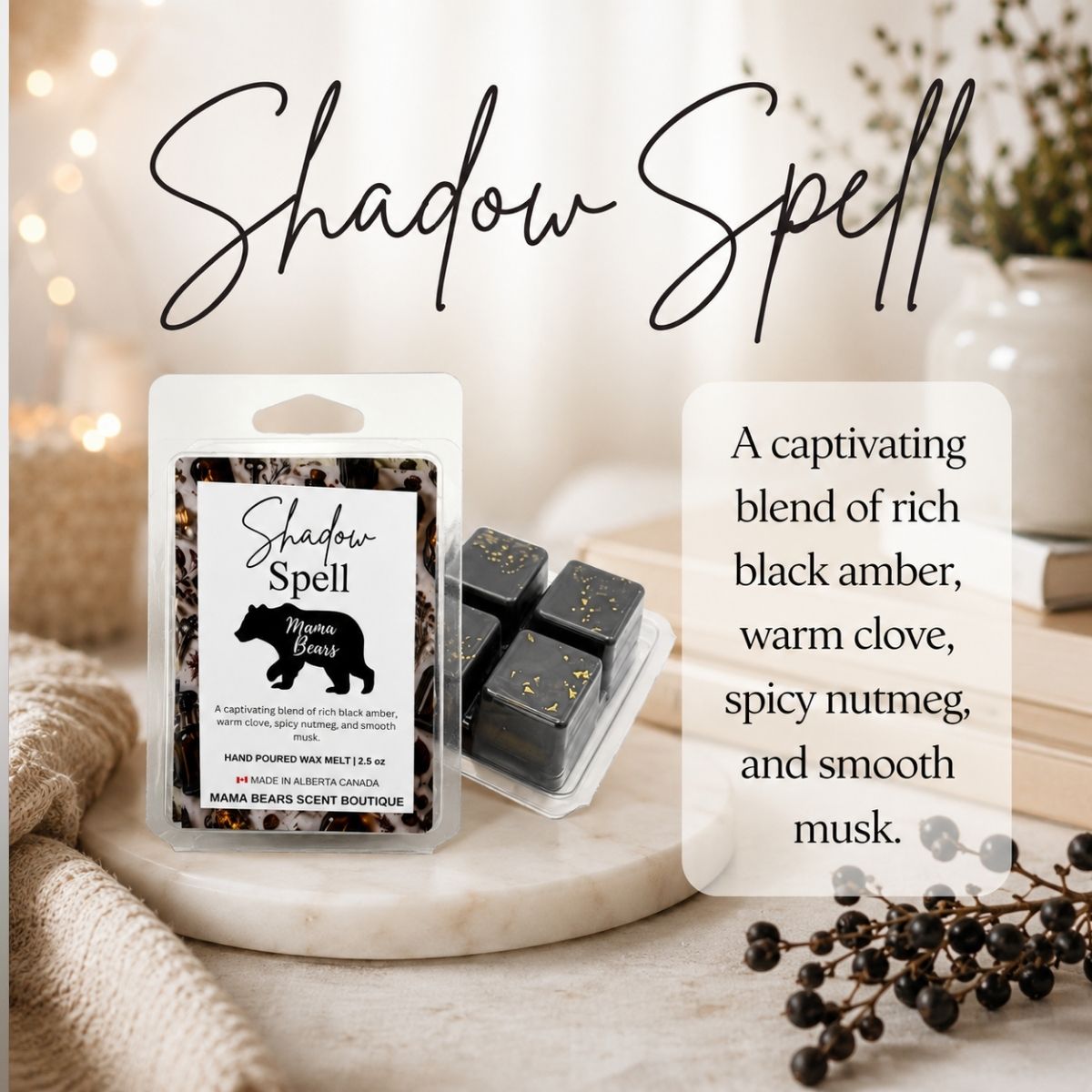 Shadow Spell Wax Melts - Black Amber, Warm Clove, Nutmeg & Musk Scent