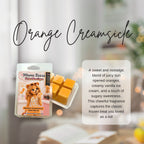 Mama Bears Scent Boutique Orange Creamsicle wax melt packaging with product description text.
