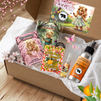 Mama Bear's Scent Boutique spring product set including wax melts, room spray, and a felt air freshener in a box.